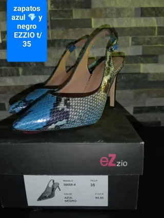 Zapatos Ezzio tacón azul y negro t.35