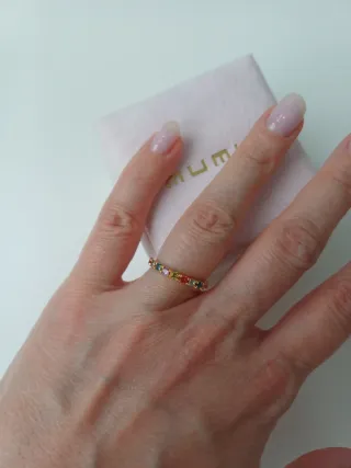 Anillo oro 18k zafiros colores