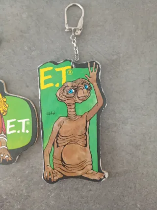 2 Llaveros E.T. Madera Chapa