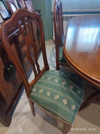 Mesa salón y 6 sillas años 80