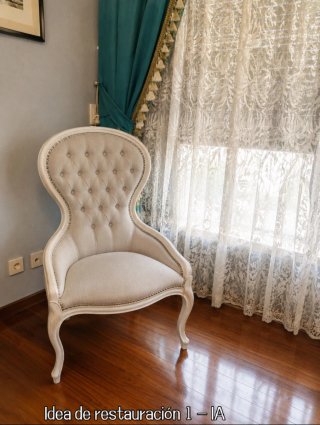 Butaca vintage beige y azul claro