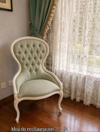 Butaca vintage beige y azul claro