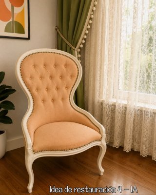 Butaca vintage beige y azul claro