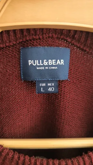 Jersey Pull&Bear burdeos estampado nórdico