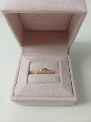 Anillo oro rosa 18k con diamante 0.1ct