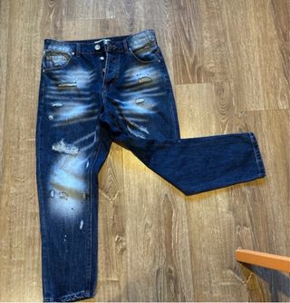 Jeans blu strappati con sfumature, taglia 46/32