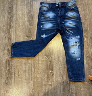 Jeans blu strappati con sfumature, taglia 46/32