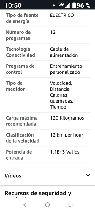 Cinta de correr y andar plegable. 800m/h a 12km/h.