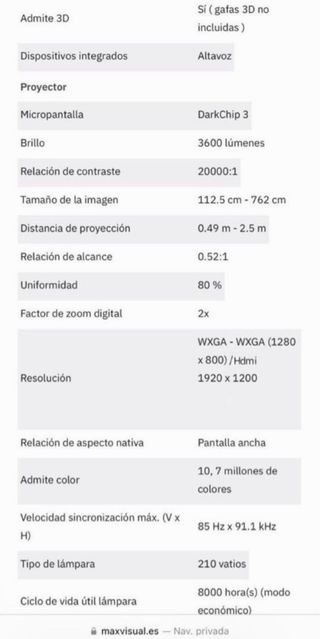 Proyector Optoma Alta Gama (Precio nuevo 900€)