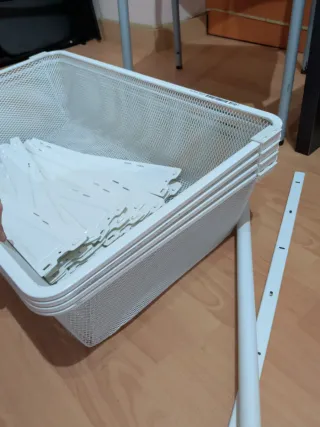 4 Cestas Metálicas Estantería Ikea Blanca 58x38cm