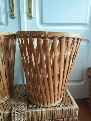 2 Cestos Bambú y Mimbre