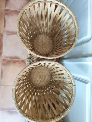 2 Cestos Bambú y Mimbre