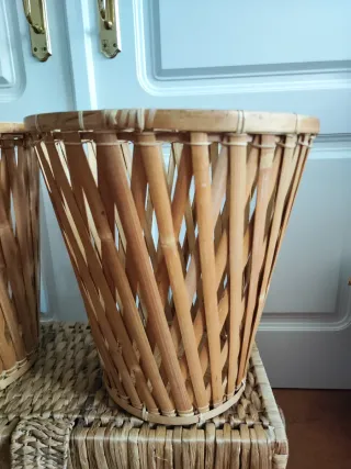 2 Cestos Bambú y Mimbre