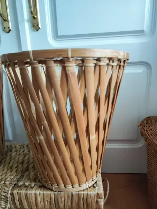 2 Cestos Bambú y Mimbre