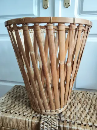 2 Cestos Bambú y Mimbre