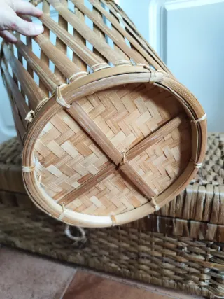 2 Cestos Bambú y Mimbre