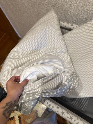 Cuna colecho con colchón y funda nórdica