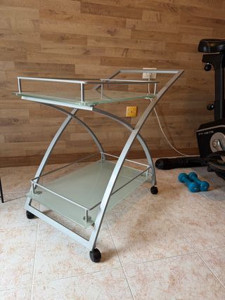 Carrito bar cristal templado gris