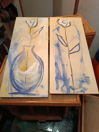 2 Cuadros Florales Abstractos