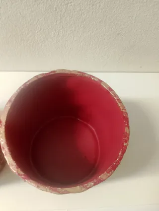 Coppia Portavasi Ceramica Rosso Oro