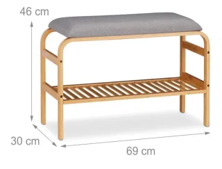 Banco zapatero de bambú y tela