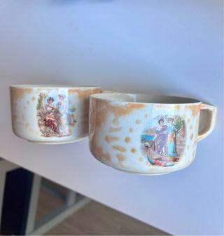 Juego 2 Tazas Vintage Cerámica