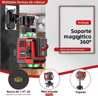 Nivel Láser 4D 16 Líneas Trípode Bolsa