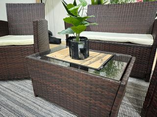 Conjunto sofá  + 2 sillones + mesa de centro con cristal