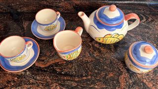 Juego de té cerámica peces