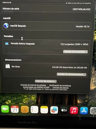 MacBook Pro Retina 13"2019 256GB,8GB RAM,i5,A1989