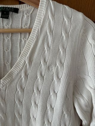 Jersey Ralph Lauren mujer trenzado blanco