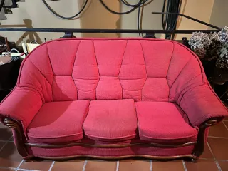 Sofá de 3 plazas en tela rojo