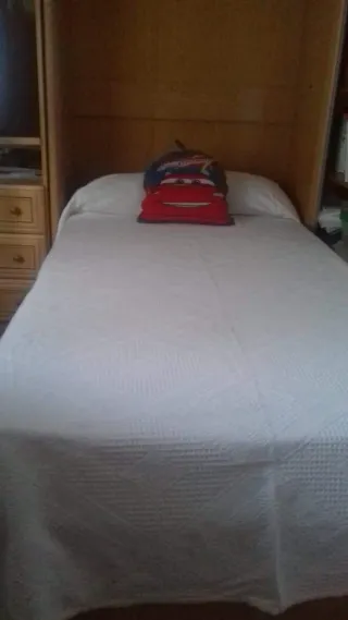 Cama abatible 90cm madera pino sin uso con colchón