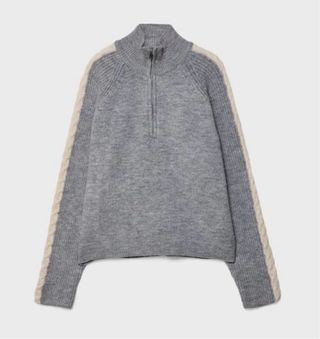 Jersey Stradivarius cremallera beige y gris