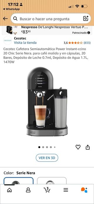 Cafetera Cecotec Cápsulas y automática
