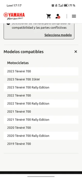 Kit bieletas reducción Yamaha Ténéré 700