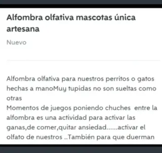 Alfombra olfativa artesanal para tus mascotas