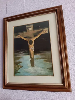 Cuadro Cristo en madera y papel