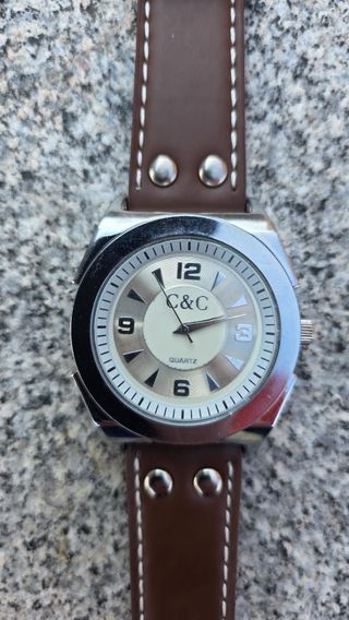Reloj C&C Correa Marrón y Caja Plateada