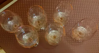 6 Copas de coñac rosa transparentes