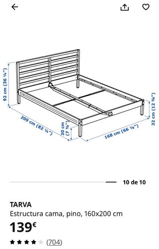 Estructura Cama Ikea Tarva Pino 160x200
