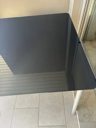 Mesa cristal negro interior/exterior 150x90