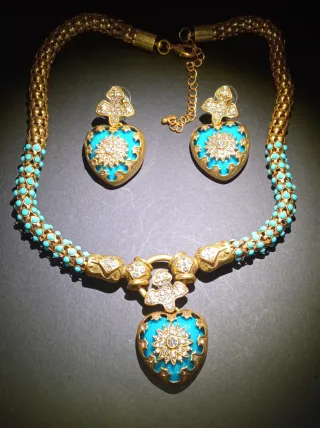 Parure Vintage Belle Epoque oro e turchese