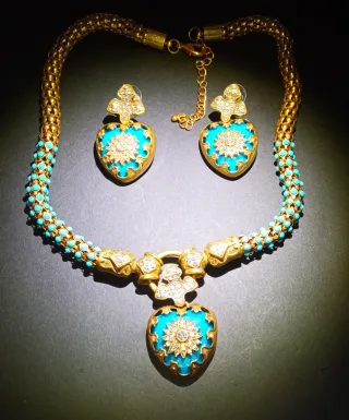 Parure Vintage Belle Epoque oro e turchese