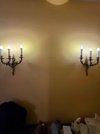 3 Apliques de Pared Estilo Clásico Bronce