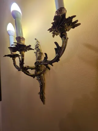 3 Apliques de Pared Estilo Clásico Bronce