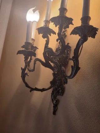 3 Apliques de Pared Estilo Clásico Bronce