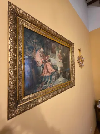 Cuadro Clásico Grande con Marco Dorado Tallado