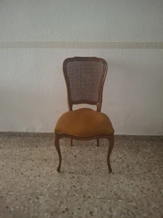 Mesa Comedor y 6 Sillas Vintage Marquetería