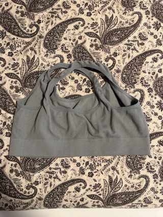 Top Crop Gris Azulado Sin Costuras Talla L